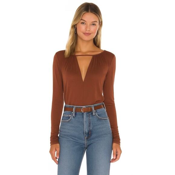 Free People Intimately Metallic Sheen Kaya Bodysuit in Mesa Rust Orange Size M - Picture 1 of 8